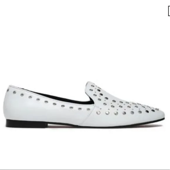 NEW Sandro Bary Studded Leather Loafers white 8 white - Picture 5 of 14